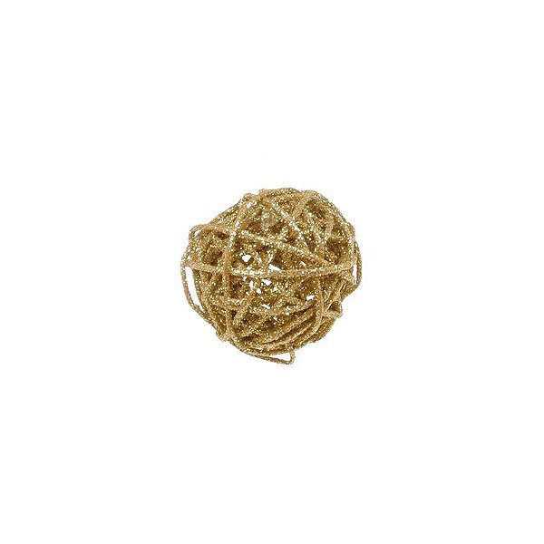 Bola Rattan Ouro 6cm - 01 unidade - Cromus Natal - Rizzo Balões