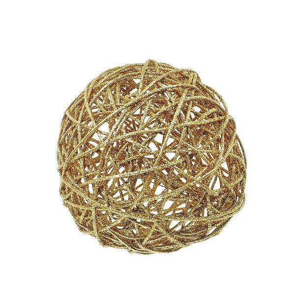 Bola Rattan Ouro 20cm - 01 unidade - Cromus Natal - Rizzo Balões
