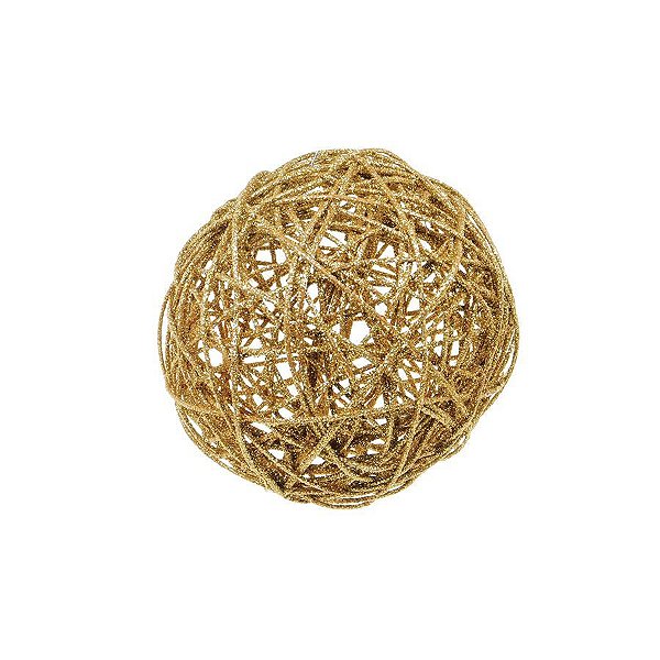 Bola Rattan Ouro 15cm - 01 unidade - Cromus Natal - Rizzo Balões