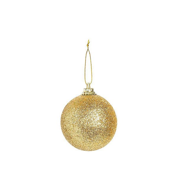 Bola Glitter Ouro 05cm - 06 unidades - Cromus Natal - Rizzo Balões