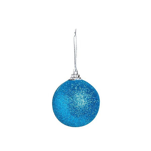 Bola Glitter Azul 05cm - 06 unidades - Cromus Natal - Rizzo Balões