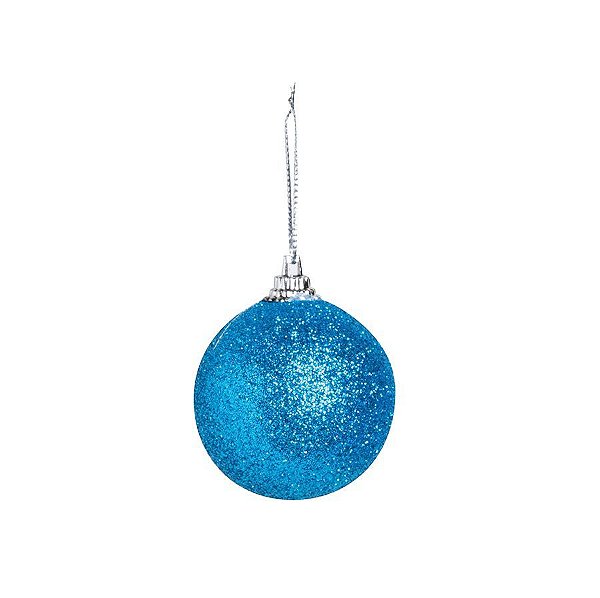 Bola Glitter Azul 04cm - 12 unidades - Cromus Natal - Rizzo Balões
