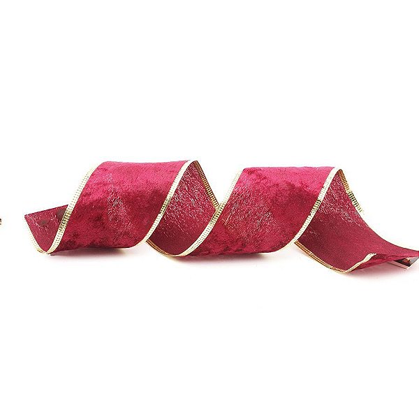 Fita Aramada Vinho 3,8cm x 9,14m - 01 unidade - Cromus Natal - Rizzo Balões
