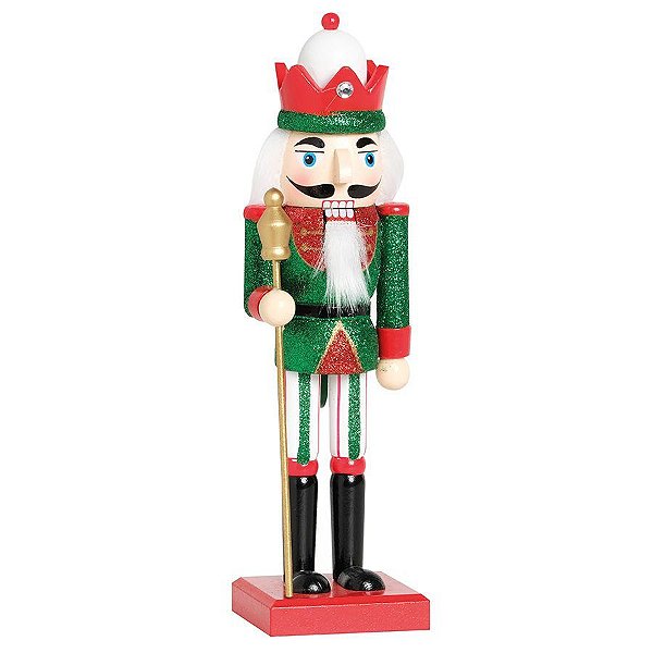 Soldado de Chumbo de Madeira Vermelho e Verde com Lança 26cm - 01 unidade - Cromus Natal - Rizzo Balões