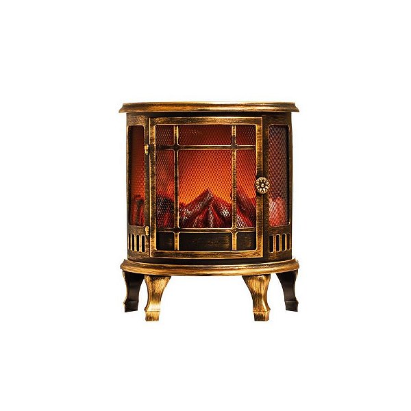 Mini Lareira Redonda com Led Preto e Ouro  - 01 unidade - Cromus Natal - Rizzo Embalagens
