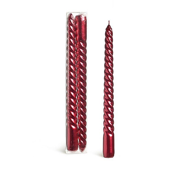 Kit Velas Espiral Vermelho 25cm - 02 unidades - Cromus Natal - Rizzo