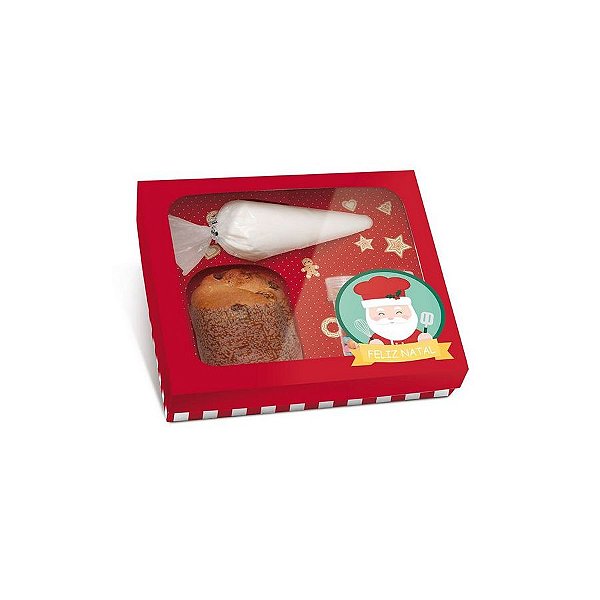 Caixa Panetone Kit Confeiteiro Noel Chef - 20,5x18x8cm - 01 Unidade Cromus Natal - Rizzo Balões