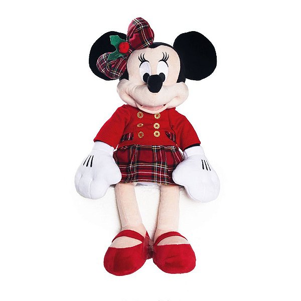 Minnie Pelúcia Roupa Xadrez Vermelho 30cm Natal Disney - Cromus Natal - Rizzo