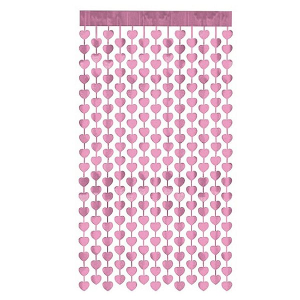 Cortina Decorativa Painel Mágico - 1x2m - Coração - Rosa - Art Lille