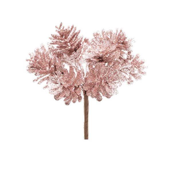 Enfeite de Natal Pick 6 Pinhas Glitter Rose 01 Unidade Cromus Rizzo