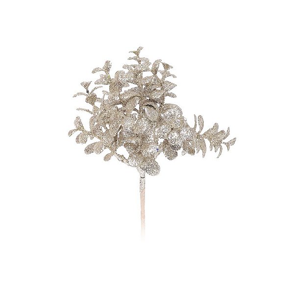 Enfeite de Natal Pick Folhas Glitter 30x16x16cm Nude - 1 UN - Cromus - Rizzo
