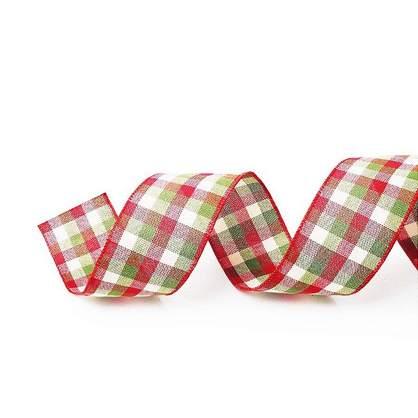 Fita Decorativa Natal Xadrez - Vermelho & Verde - 6,3x914cm - 1 UN - Cromus - Rizzo