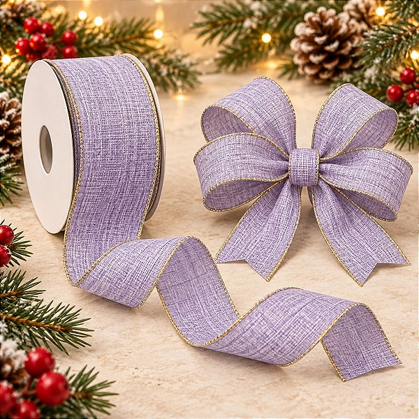 Fita Decorativa Natal Juta - Roxo - 3,8x914cm - 1 UN - Cromus - Rizzo