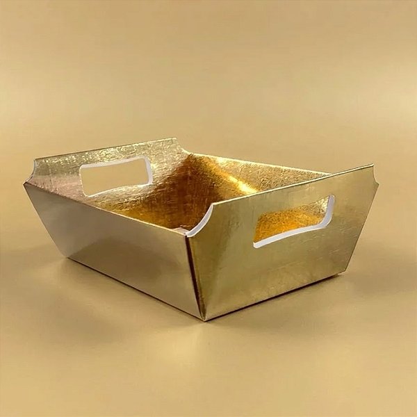 Cesta de Papel P 9,5x14x5cm - Dourado - 10 Unidades - ASSK -