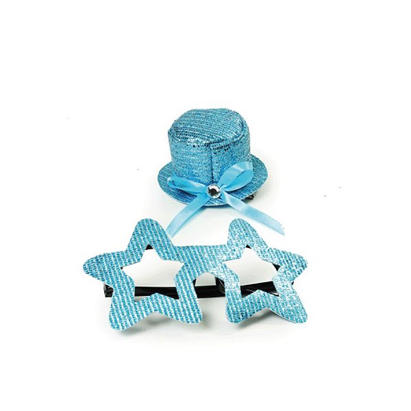 Kit Fantasia Acessórios Estrela Azul Festa Carnaval 02pçs 01 Unidade Cromus
