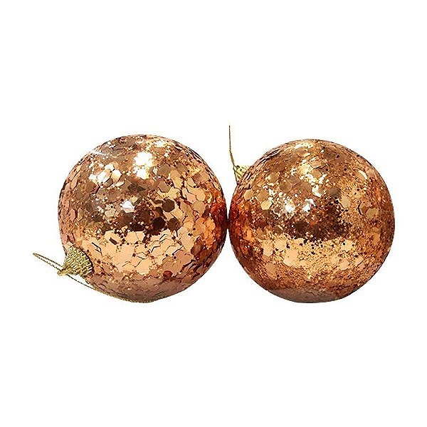 Kit Bola Lantejoula - Rose Gold - 10cm - 2 UN - Rizzo