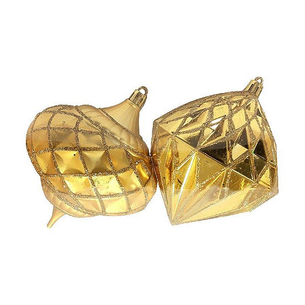 Kit Bola Pião - Dourado - 10cm - 2 UN - Rizzo