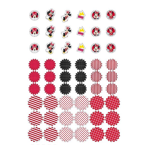 Aplique Decorativo Festa Red Minnie Mouse 54 Unidades Regina