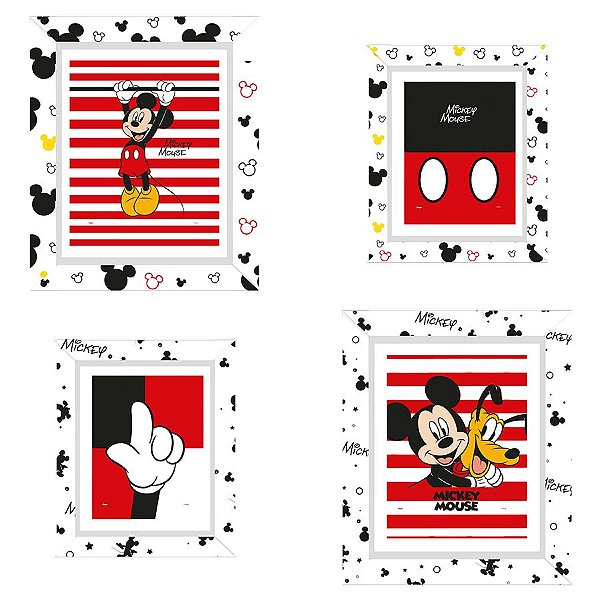 Quadro com Moldura de Papel Festa Mickey Mouse 04 Unidades Regina Rizzo