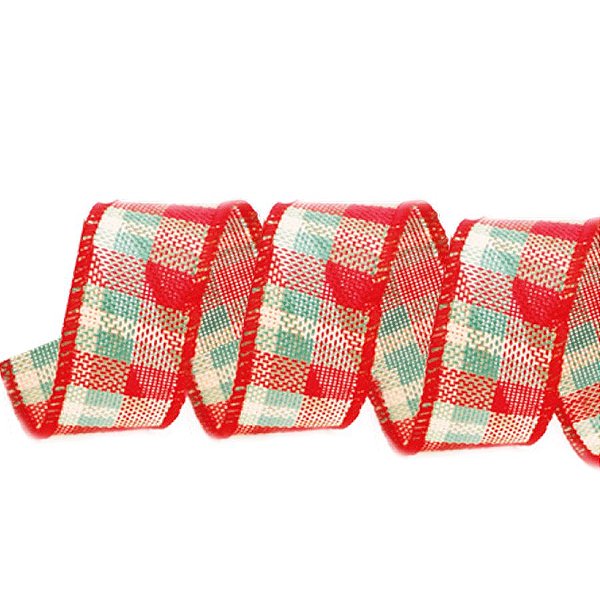 Fita Decorativa Natal Xadrez Vermelho e Verde  6,3x914cm - 1 Unidade - Cromus -
