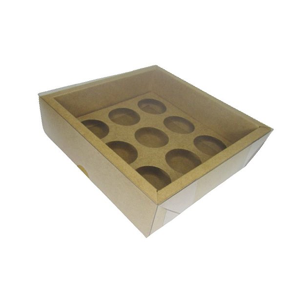 Caixa Base Brigadeiro - Kraft - N2 (13cm x13cm x3,5cm) - 5 unidades - Assk -
