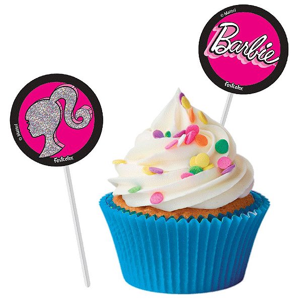 Bandeirinha Para Docinhos Festa Barbie - 8 Unidades - Festcolor - Rizzo