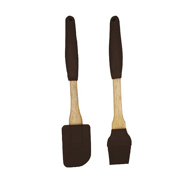 Kit Pincel e Espátula de Silicone Preto 2pçs 01 unidade Fenima Rizzo