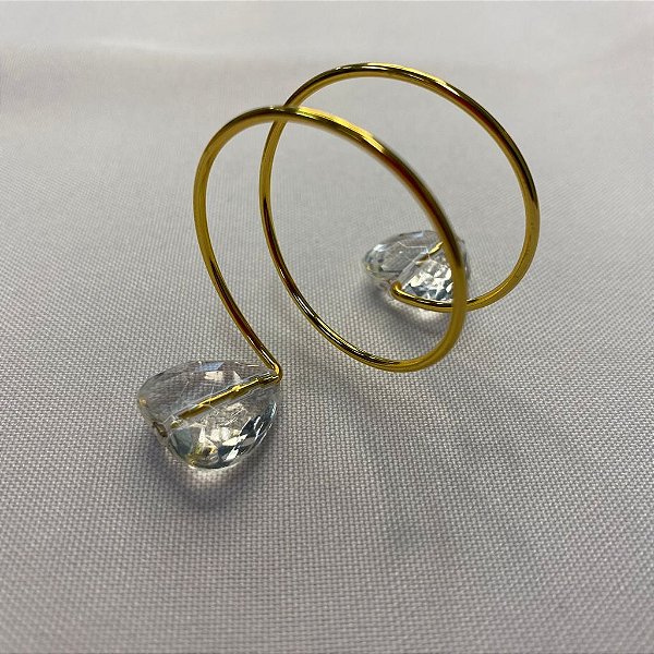 Porta Guardanapo Aramado Arame Dourado com Coração Transparente 01 Unidade Rizzo