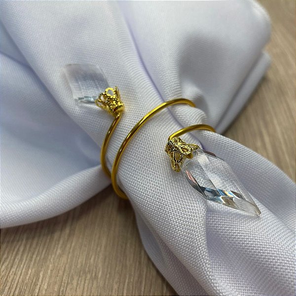 Porta Guardanapo Aramado Arame Dourado com Pingente 01 Unidade Rizzo