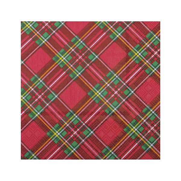 Guardanapo de Papel - Xadrez -  Verm/Verde 32,5cm x 32,5cm - 20 unidades - Cromus Natal - Rizzo