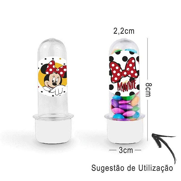 Mini Tubete Lembrancinha Festa Minnie Mouse 8cm 20 unidades - Branco - Rizzo