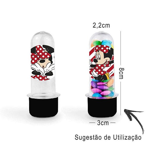 Mini Tubete Lembrancinha Festa Minnie Mouse 8cm 20 unidades - Preto - Rizzo