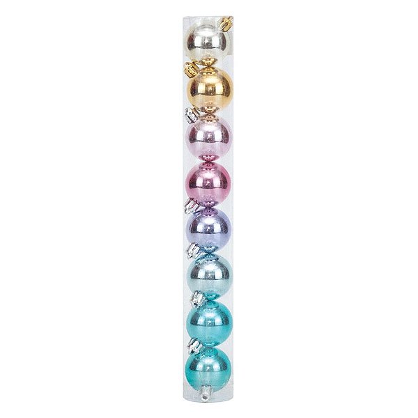 Bolas em Tubo Rainbow Lisa 10cm - 08 unidades - Cromus Natal - Rizzo Balões