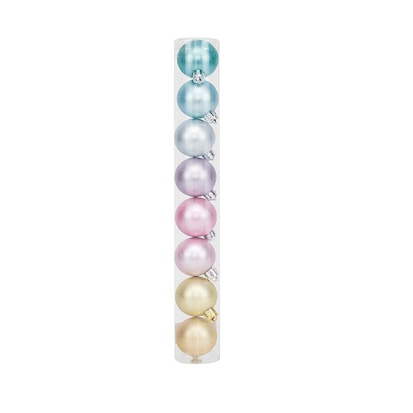 Bolas em Tubo Rainbow Mate 07cm - 08 unidades - Cromus Natal - Rizzo Balões