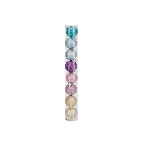 Bolas em Tubo Rainbow Glitter 05cm - 08 unidades - Cromus Natal - Rizzo Balões