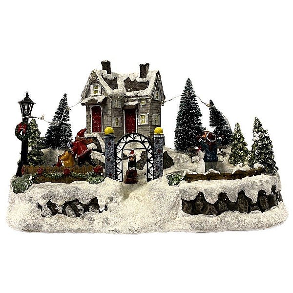 Enfeite de Natal Cerâmica Luminoso Musical 19x30cm - 1 Unidade - Rizzo