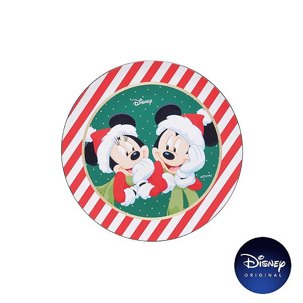 Sousplat Natalino - Mickey & Minnie Noel - 33cm - 1 UN - Disney Original - Cromus - Rizzo