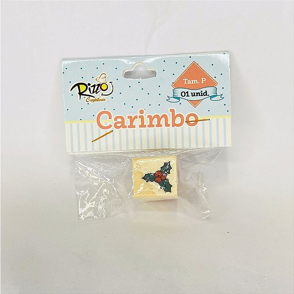 Carimbo Artesanal de Madeira  - Natal - Azevinho P - 1 UN - Rizzo