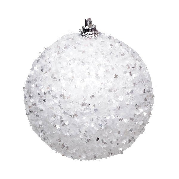 Kit Bola Nevada Glitter Branco 8cm - 06 unidades - Cromus Natal - Rizzo
