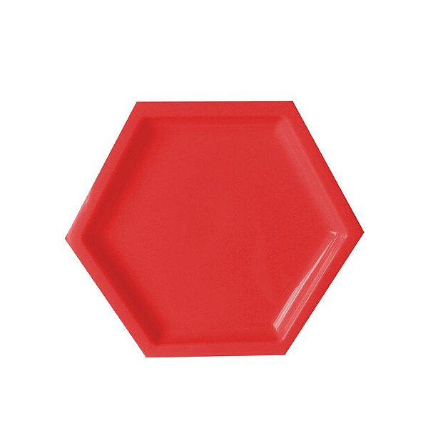 Bandeja Hexagonal Vermelha 22cm 01 unidade Art Lille Rizzo