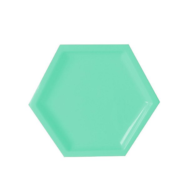 Bandeja Hexagonal Azul Tiffany 22cm 01 unidade Art Lille Rizzo
