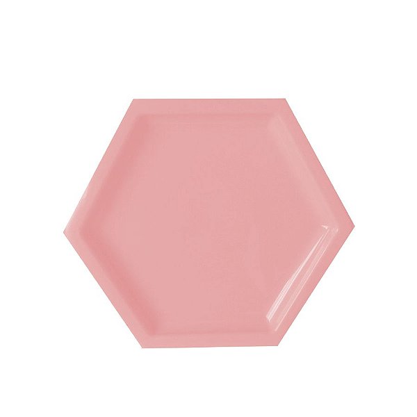 Bandeja Hexagonal Rosa 22cm 01 unidade Art Lille Rizzo