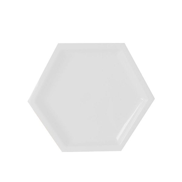 Bandeja Hexagonal Branco 22cm 01 unidade Art Lille Rizzo