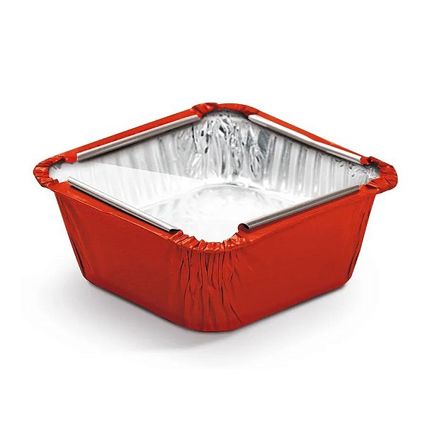 Mini Marmitinha de Alumínio Vermelha 7x7x2cm  - 12 Unidades - Artlille -