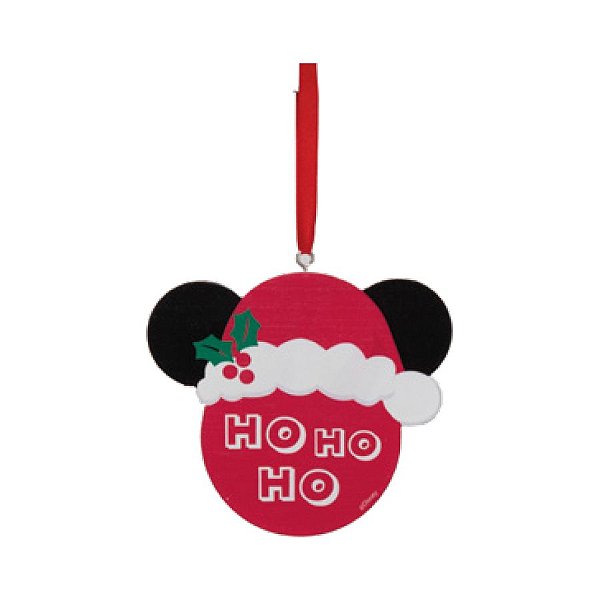 Enfeite de Madeira para Pendurar Mickey HOHOHO Vermelho - 01 Unidade - Cromus - Rizzo