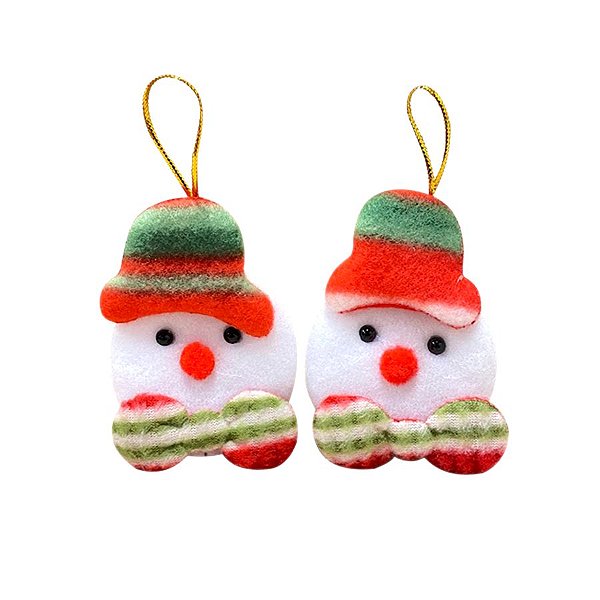 Enfeite de Natal para Pendurar de Tecido 8cm - Boneco de Neve - 02 Unidades - Rizzo