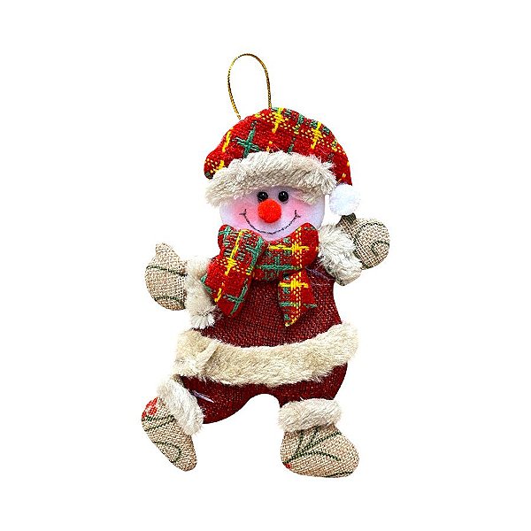 Enfeite de Natal para Pendurar de Tecido 18x13cm - Boneco de Neve - 01 Unidade - Rizzo