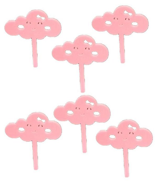 Pick Decorativo - Nuvem - Rosa - 6UN - Ref 1678 - Vivarte - Rizzo