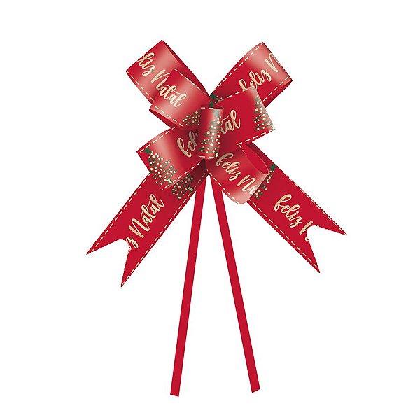 Laço Fácil - Feliz Natal com Árvore - Vermelho - 10 UN - Cromus - Rizzo