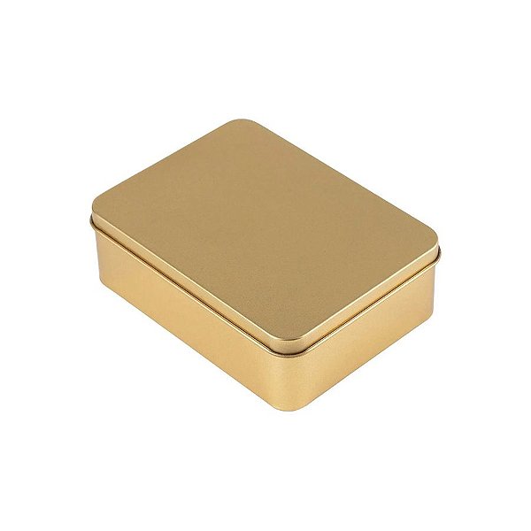 Lata Retangular - Dourado -  C/ Tampa - 12x09x3,5cm - 06 UN - Artlille
